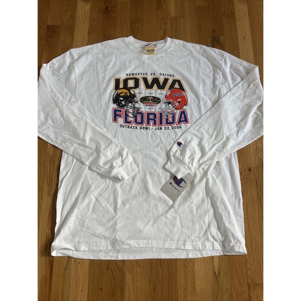 NWT Vintage Y2K 2006 Outback Bowl Iowa Hawkeyes vs Florida Gators‎ Sz 2XL Tshirt